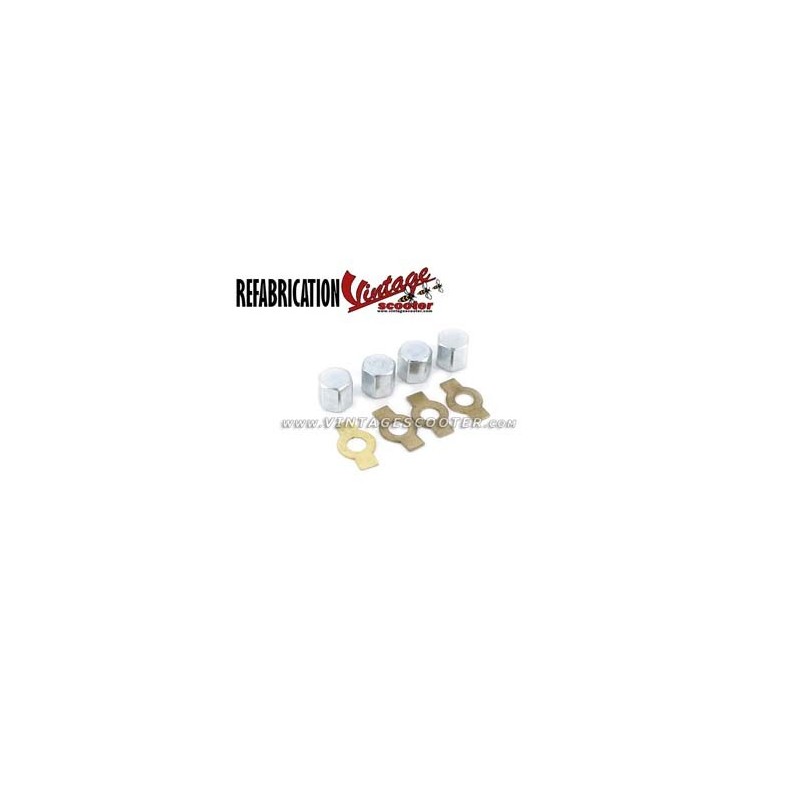 Jeu de 4 ecrous borgnes tete 12 mm avec rondelles frein ACMA 1954-58 / 150 GL